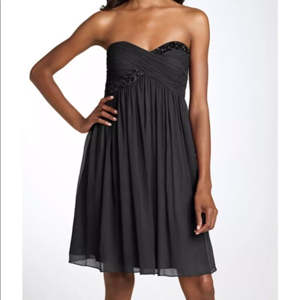 Maggy London 100% Silk Strapless Cocktail Dress